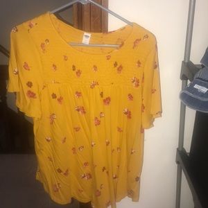 Flowered T-shirt material blouse